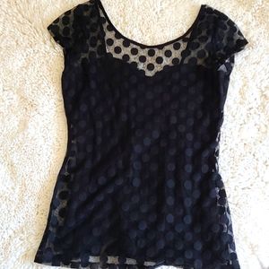 Black dotted mesh top